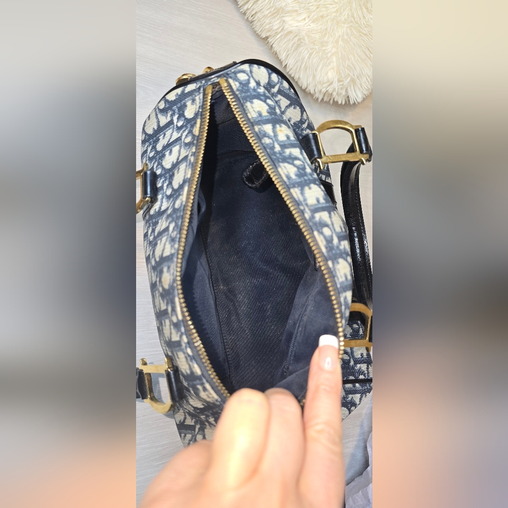 Dior Blue and White Satchel with Monogram Print - Picture 10 of 16